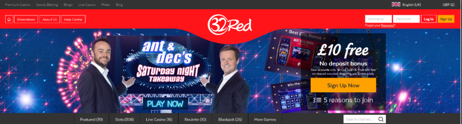 32red interface and top 15 casinos for high rollers